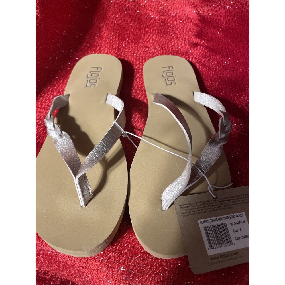 New NWT Womens Flojos Serenity Metallic Silver Brown Flip Flops Sandals 6